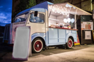 A food truck providing a wedding meal