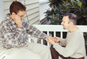 A man proposing to his partner