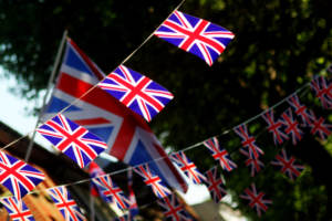 A string of British flags