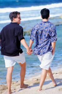 Couple walking on beach