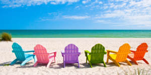 Adirondack Beach Chairs on a Sunny Vacation Beach