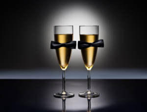 Champagne glasses with conceptual same sex decoration big wedding dream