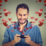 man using mobile phone to meet their future spouse through online dating