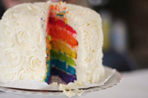 rainbow wedding cake