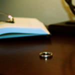 wedding ring on table