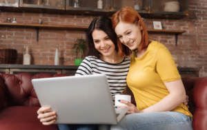 couple watching laptop