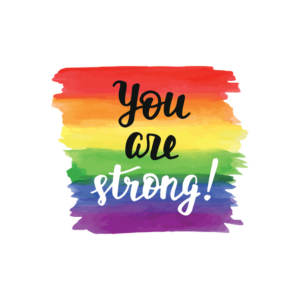 you are strong text over a rainbow background lou sullivan