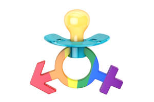 LGBTQ families symbol of a pacifier with a rainbow transgender symbol