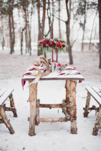 picnic table in snow