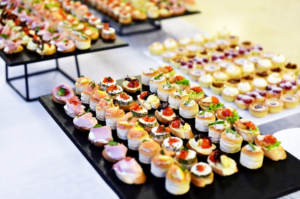 hors d'oeuvres on trays