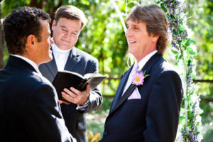 Minister officiating his first same-sex wedding for two men.