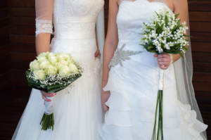 two brides reflecting the change in the wedding industry