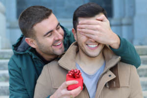 Gay couple engagement with nontraditional ideals