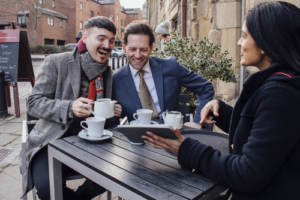 A couple discussing their needs with a wedding planner