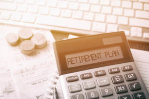 A calculator being used for retirement planning