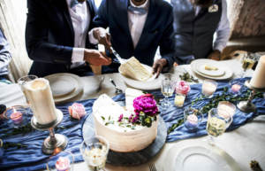 One of many traditions is the ceremonial cutting of the cake