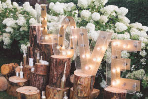 Rustic used wedding shower decor repurposed as wedding decor