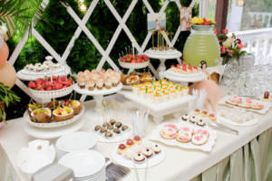Foods on a table at a wedding reception