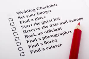 A wedding checklist to help with planning your wedding.
