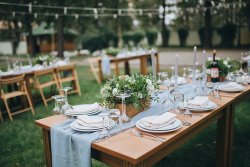 table settings for a backyard wedding