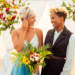 Lesbian couple celebrating their LGBTQ+ Marriage Ceremony