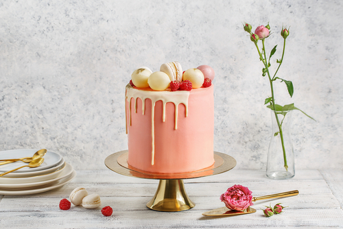 pink gluten-free wedding cake
