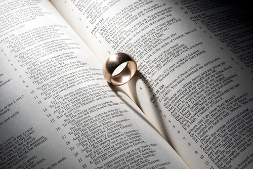 Wedding ring in a bible