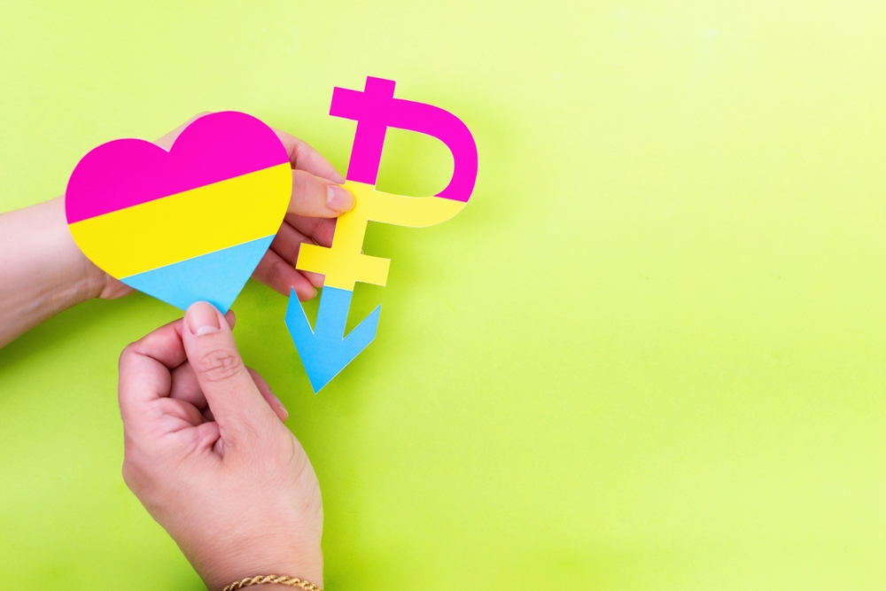 Pansexual heart and symbol for pansexuality